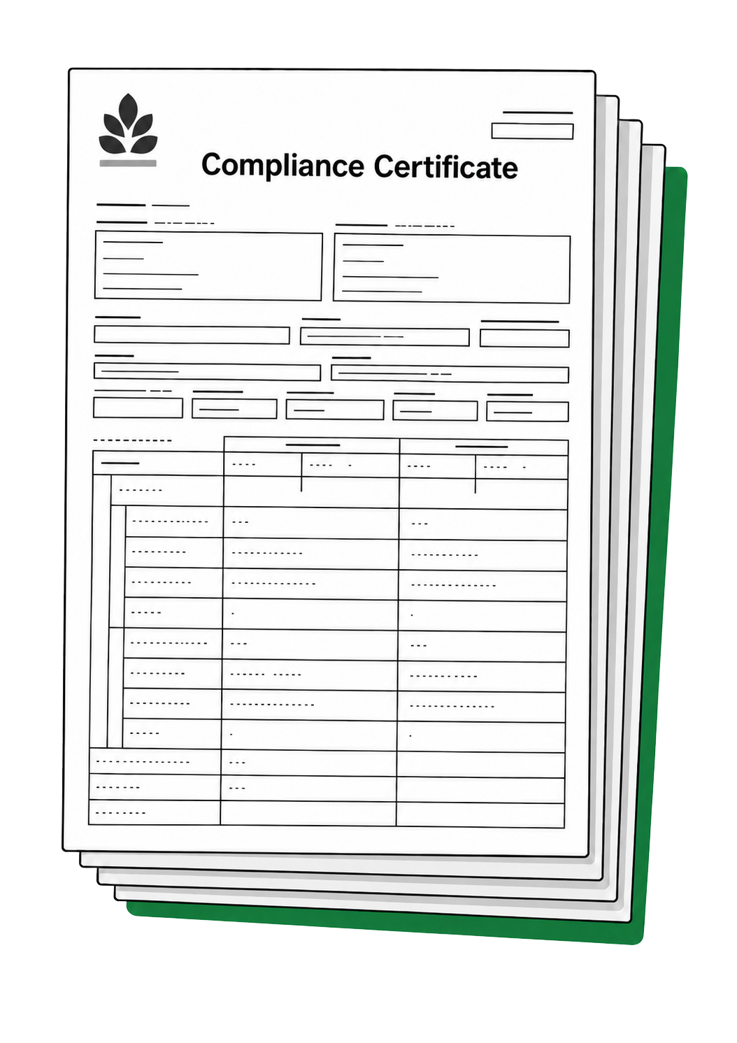 Stack of vehicle compliance certificates
