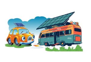 Solar panels installed on a vehicle